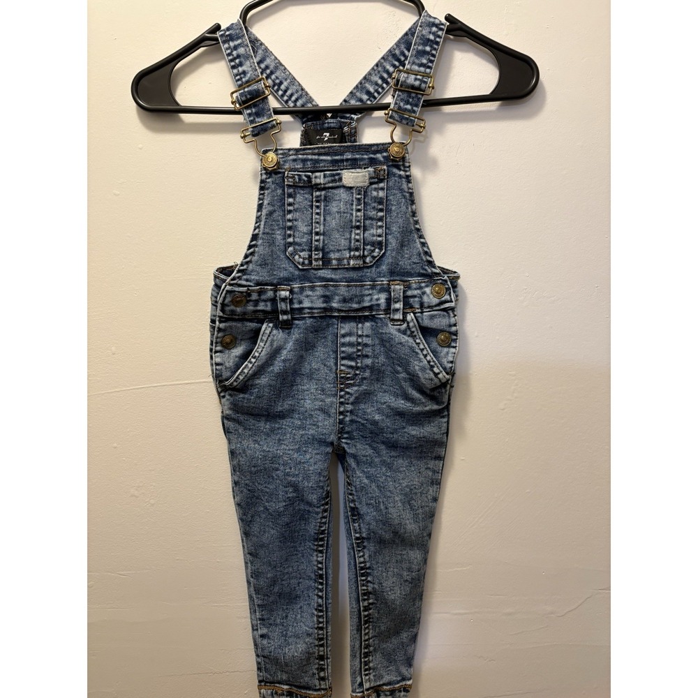 Seven 7 for All Mankind Toddler 2T Girls Overall Denim Acid Wash